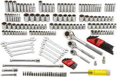 Proto - 148 Piece 1/4, 3/8 & 1/2" Drive Standard Deep Socket Set - 6 & 12 Points, 1/4 to 1-1/8", Inch Measurement Standard - USA Tool & Supply