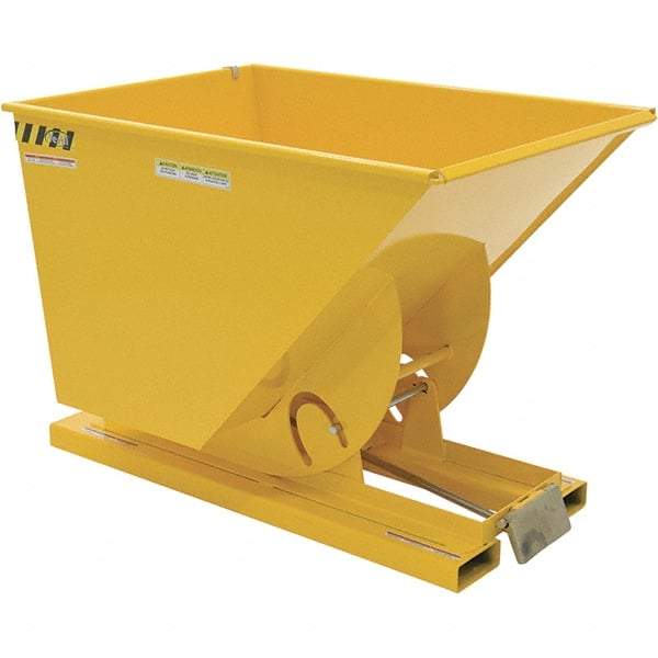 Vestil - 590 Lb Load Capacity, 1 Cu Yd, Steel Self-Dumping Hopper - 41-9/16" Wide x 61-1/8" Long x 42-3/4" High, Yellow - USA Tool & Supply
