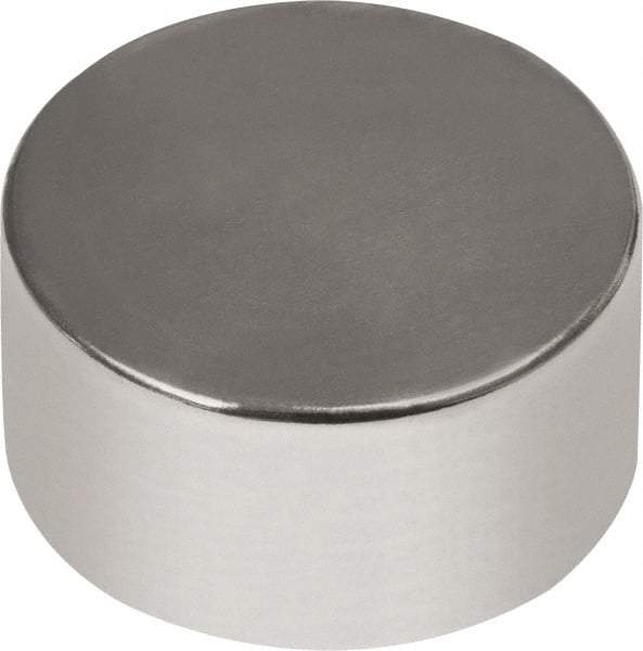 Mag-Mate - 1/4" Diam x 1/8" High Neodymium Rare Earth Magnet - 2.3 Lb Max Capacity, 180°F Max, Nickel Plated - USA Tool & Supply