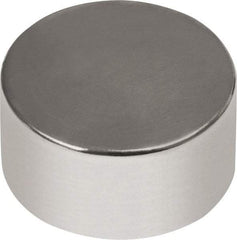 Mag-Mate - 1/4" Diam x 1/8" High Neodymium Rare Earth Magnet - 2.3 Lb Max Capacity, 180°F Max, Nickel Plated - USA Tool & Supply