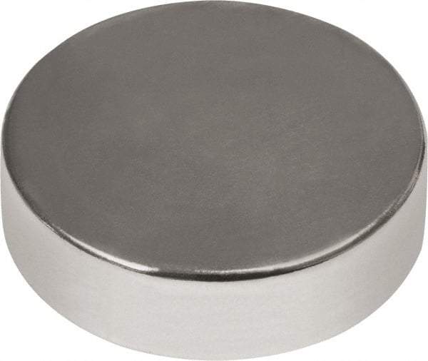 Mag-Mate - 1/2" Diam x 3/16" High Neodymium Rare Earth Magnet - 11.5 Lb Max Capacity, 180°F Max, Nickel Plated - USA Tool & Supply