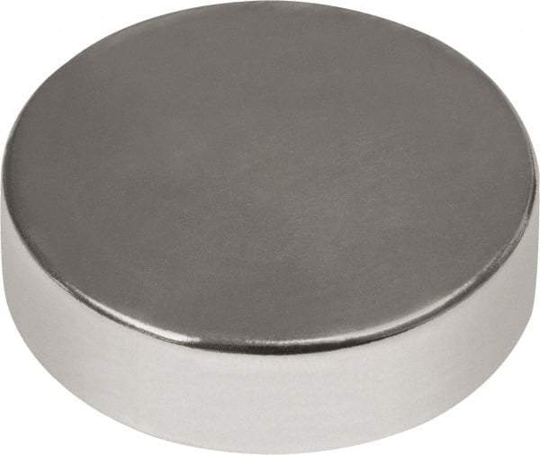 Mag-Mate - 1/2" Diam x 3/16" High Neodymium Rare Earth Magnet - 9.3 Lb Max Capacity, 180°F Max, Nickel Plated - USA Tool & Supply