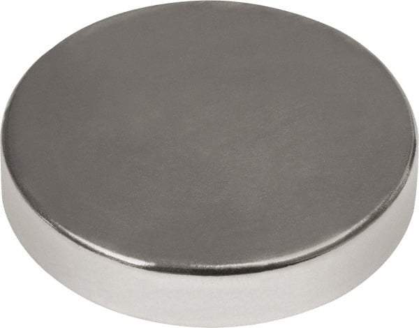 Mag-Mate - 1/2" Diam x 1/8" High Neodymium Rare Earth Magnet - 7.7 Lb Max Capacity, 180°F Max, Nickel Plated - USA Tool & Supply