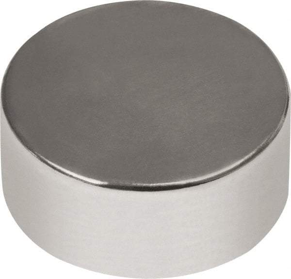 Mag-Mate - 3/4" Diam x 3/8" High Neodymium Rare Earth Magnet - 24 Lb Max Capacity, 180°F Max, Nickel Plated - USA Tool & Supply