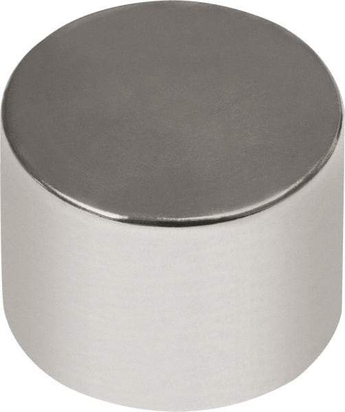 Mag-Mate - 1/2" Diam x 1/2" High Neodymium Rare Earth Magnet - 14.66 Lb Max Capacity, 180°F Max, Nickel Plated - USA Tool & Supply