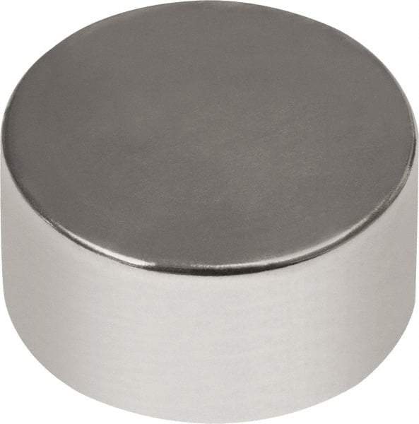 Mag-Mate - 1/2" Diam x 1/4" High Neodymium Rare Earth Magnet - 10.88 Lb Max Capacity, 180°F Max, Nickel Plated - USA Tool & Supply