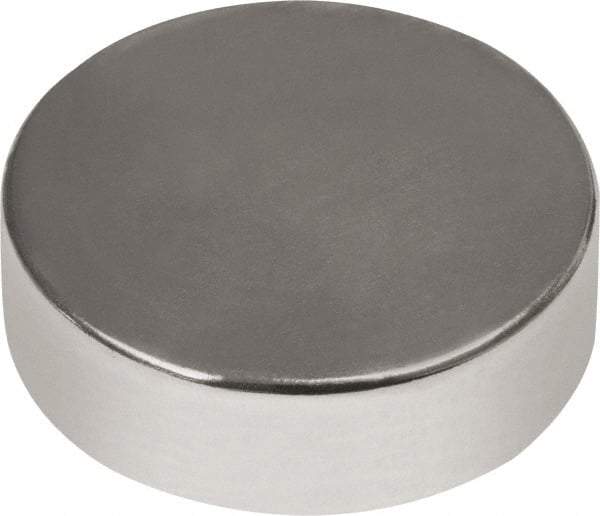 Mag-Mate - 1/2" Diam x 1/8" High Neodymium Rare Earth Magnet - 6.08 Lb Max Capacity, 180°F Max, Nickel Plated - USA Tool & Supply