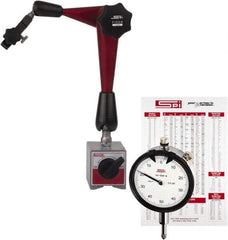 SPI - 0.001" Graduation, 1" Max Meas, 0-100 Dial Reading, Dial Indicator & Base Kit - 6-1/2" Base Diam - USA Tool & Supply