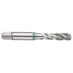 M12x1.75 6H 3-Flute Cobalt Green Ring Semi-Bottoming 40 degree Spiral Flute Tap-Bright - USA Tool & Supply