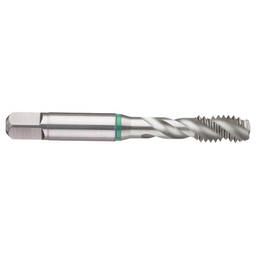 ‎10-24 3FL 2B Cobalt Spiral Flute Semi-Bott Green Ring Tap-Bright-40 Degree Helix - USA Tool & Supply