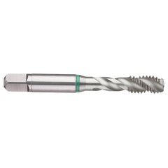 ‎12-24 3FL 2B Cobalt Spiral Flute Semi-Bott Green Ring Tap-Bright-40 Degree Helix - USA Tool & Supply