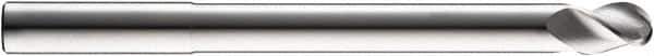 SGS - 1/2" Diam, 5/8" LOC, 3 Flute Solid Carbide Ball End Mill - Uncoated, Single End, 6" OAL, 1/2" Shank Diam, Spiral Flute - USA Tool & Supply