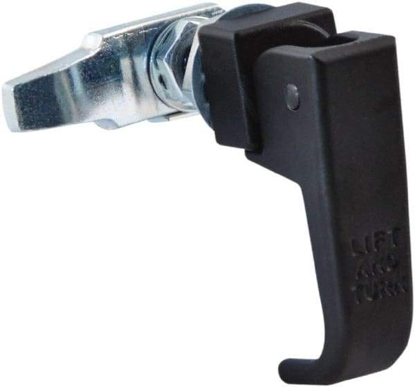 Made in USA - 2-1/4" Long x 3/4" Wide x 2.78" High, Lift & Turn Compression Latch - Zinc Plated Steel, with Black Powder Coat Finish - USA Tool & Supply