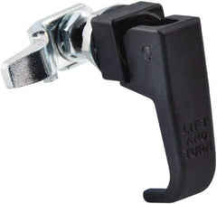 Made in USA - 2-1/4" Long x 3/4" Wide x 2.78" High, Lift & Turn Compression Latch - Zinc Plated Steel, with Black Powder Coat Finish - USA Tool & Supply