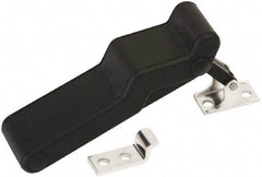 Made in USA - 3.83" Long x 1-1/4" Wide x 0.77" High, Draw Latch - Rubber, with Black Finish - USA Tool & Supply