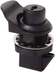 Made in USA - 2.07" Long x 1.13" Wide x .98" High, Push Knob Latch - Plastic, with Black Finish - USA Tool & Supply