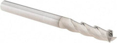 SGS - 1/4", 1" LOC, 1/4" Shank Diam, 3" OAL, 3 Flute, Solid Carbide Square End Mill - Single End, TiB2 Finish, Spiral Flute, 38° Helix, Centercutting, Right Hand Cut, Right Hand Flute, Series 43 - USA Tool & Supply