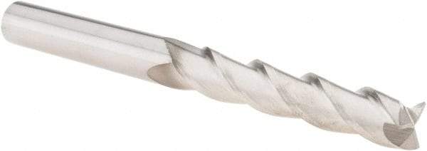 SGS - 3/8", 2" LOC, 3/8" Shank Diam, 4" OAL, 3 Flute, Solid Carbide Square End Mill - Single End, TiB2 Finish, Spiral Flute, 38° Helix, Centercutting, Right Hand Cut, Right Hand Flute, Series 43 - USA Tool & Supply