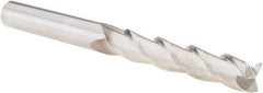 SGS - 3/8", 2" LOC, 3/8" Shank Diam, 4" OAL, 3 Flute, Solid Carbide Square End Mill - Single End, TiB2 Finish, Spiral Flute, 38° Helix, Centercutting, Right Hand Cut, Right Hand Flute, Series 43 - USA Tool & Supply