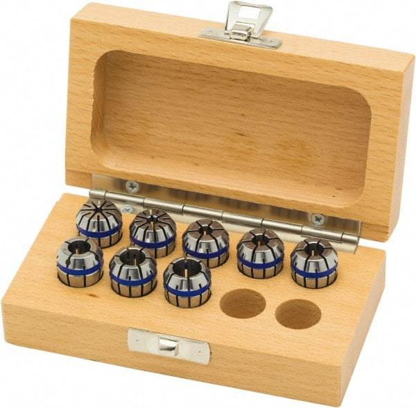 Parlec - 5 Piece, 1/8" to 3/8" Capacity, ER Coolant Collet Set - 0.00008" TIR, Series ER16 - Exact Industrial Supply