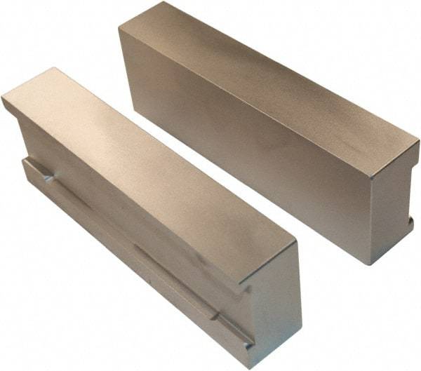 Jet Machining - 6" Wide x 2" High x 1-1/8" Thick, Flat/No Step Vise Jaw - Soft, Aluminum, Moveable Jaw, Compatible with 6" Vises - USA Tool & Supply