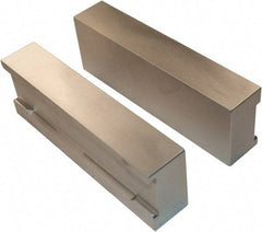 Jet Machining - 6" Wide x 2" High x 1-1/8" Thick, Flat/No Step Vise Jaw - Soft, Aluminum, Moveable Jaw, Compatible with 6" Vises - USA Tool & Supply