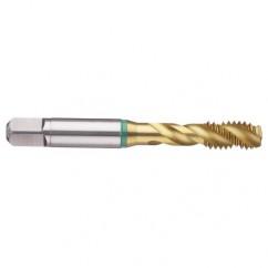 M12x1.75 6H 3-Flute Cobalt Green Ring Semi-Bottoming 40 degree Spiral Flute Tap-TiN - USA Tool & Supply