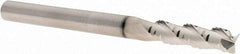 SGS - 1/4" Diam, Coarse Pitch, 1" LOC, 3 Flute Solid Carbide 0.02" Corner Radius Roughing End Mill - TiB2 Finish, 3" OAL, 1/4" Shank Diam, Single End, Centercutting, 38° Helix - USA Tool & Supply
