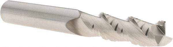 SGS - 1/2" Diam, Coarse Pitch, 1-5/8" LOC, 3 Flute Solid Carbide 0.03" Corner Radius Roughing End Mill - TiB2 Finish, 4" OAL, 1/2" Shank Diam, Single End, Centercutting, 38° Helix - USA Tool & Supply