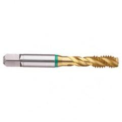 2-56 2B 3-Flute Cobalt Green Ring Semi-Bottoming 40 degree Spiral Flute Tap-TiN - USA Tool & Supply