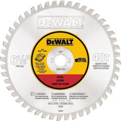 DeWALT - 6-1/2" Diam, 5/8" Arbor Hole Diam, 48 Tooth Wet & Dry Cut Saw Blade - Steel, Crosscutting Action, Standard Round Arbor - USA Tool & Supply