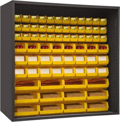 Durham - 72 Bin Enclosed Shelving - 72 Inch Overall Width x 24 Inch Overall Depth x 72 Inch Overall Height, Yellow Polyethylene Bins - USA Tool & Supply