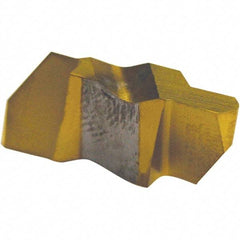 Tool-Flo - 3156FLU Grade GP50C, 3.96mm Cutting Width Carbide Grooving Insert - 3/16" Max Depth of Cut, Left Hand, 0.047" Corner Radius, TiN Finish - USA Tool & Supply