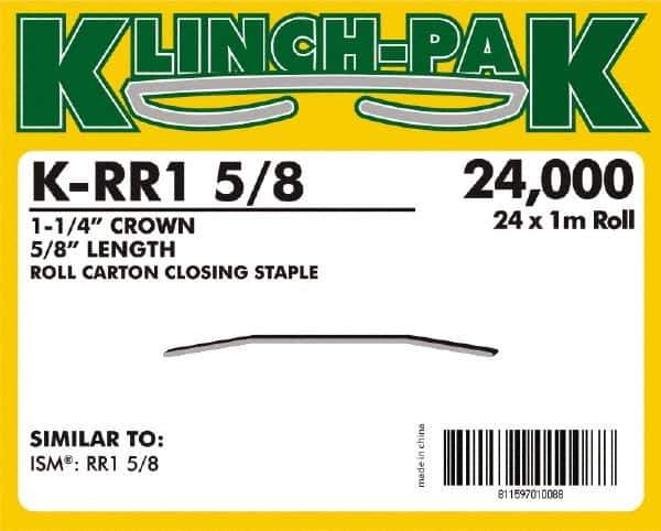 Klinch-Pak - 5/8" Long x 1-1/4" Wide, 0 Gauge Wide Crown Construction Staple - Steel, Copper Finish, Chisel Point - USA Tool & Supply