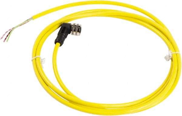 Telemecanique Sensors - 4 Amp, 1/2-20 UNF 3 Pin Elbowed Female Cordset Sensor and Receptacle - 250 VAC, 300 VDC, 2m Cable Length, IP67 Ingress Rating - USA Tool & Supply