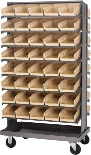 Quantum Storage - 80 Bin Sloping Shelf - 36 Inch Overall Width x 24 Inch Overall Depth x 66 Inch Overall Height, Ivory Polypropylene Bins - USA Tool & Supply