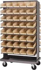 Quantum Storage - 80 Bin Sloping Shelf - 36 Inch Overall Width x 24 Inch Overall Depth x 66 Inch Overall Height, Ivory Polypropylene Bins - USA Tool & Supply