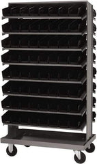 Quantum Storage - 128 Bin Sloping Shelf - 36 Inch Overall Width x 24 Inch Overall Depth x 66 Inch Overall Height, Black Polypropylene Bins - USA Tool & Supply