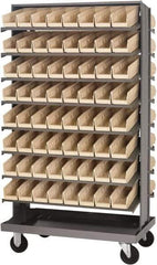 Quantum Storage - 128 Bin Sloping Shelf - 36 Inch Overall Width x 24 Inch Overall Depth x 66 Inch Overall Height, Ivory Polypropylene Bins - USA Tool & Supply