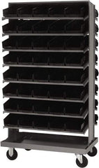 Quantum Storage - 80 Bin Sloping Shelf - 36 Inch Overall Width x 24 Inch Overall Depth x 66 Inch Overall Height, Black Polypropylene Bins - USA Tool & Supply