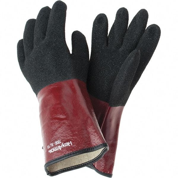HexArmor - Chemical Resistant Gloves - GNTLET BLK/RED XL 1PR TEXTURD PVC CHEM RES GLV - USA Tool & Supply