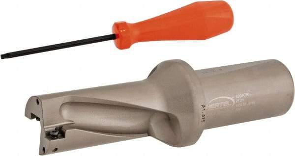 Hertel - 2-3/4" Max Drill Depth, 2xD, 1-3/8" Diam, Indexable Insert Drill - 2 Inserts, 1-1/2" Shank Diam, Straight Shank - USA Tool & Supply