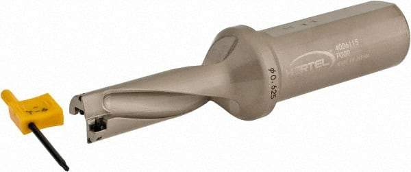 Hertel - 1-7/8" Max Drill Depth, 3xD, 5/8" Diam, Indexable Insert Drill - 2 Inserts, 1" Shank Diam, Straight Shank - USA Tool & Supply