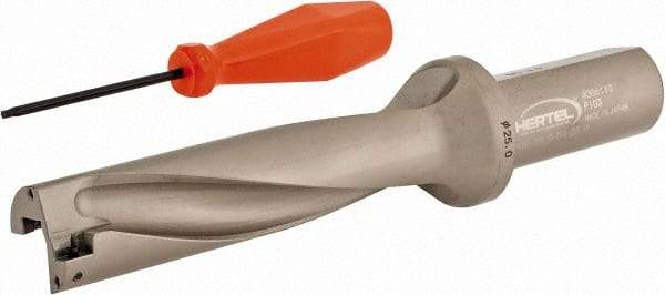 Hertel - 3-15/16" Max Drill Depth, 4xD, 63/64" Diam, Indexable Insert Drill - 2 Inserts, 63/64" Shank Diam, Straight Shank - USA Tool & Supply