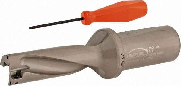 Hertel - 2-13/16" Max Drill Depth, 3xD, 15/16" Diam, Indexable Insert Drill - 2 Inserts, 1-1/4" Shank Diam, Straight Shank - USA Tool & Supply