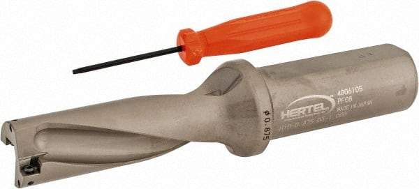 Hertel - 2-5/8" Max Drill Depth, 3xD, 7/8" Diam, Indexable Insert Drill - 2 Inserts, 1" Shank Diam, Straight Shank - USA Tool & Supply