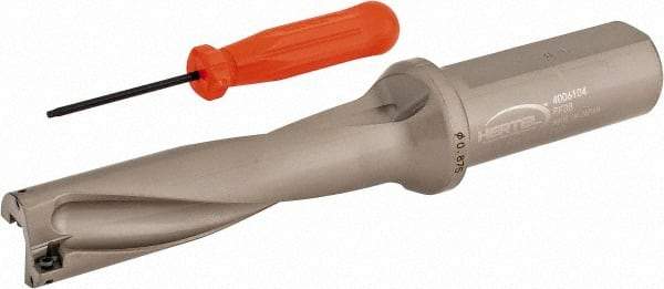 Hertel - 3-1/2" Max Drill Depth, 4xD, 7/8" Diam, Indexable Insert Drill - 2 Inserts, 1" Shank Diam, Straight Shank - USA Tool & Supply