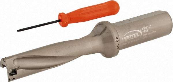 Hertel - 3-1/4" Max Drill Depth, 4xD, 13/16" Diam, Indexable Insert Drill - 2 Inserts, 1" Shank Diam, Straight Shank - USA Tool & Supply
