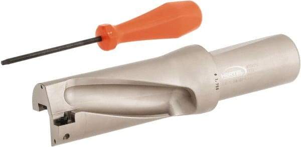Hertel - 3-1/2" Max Drill Depth, 2xD, 1-3/4" Diam, Indexable Insert Drill - 2 Inserts, 1-1/2" Shank Diam, Straight Shank - USA Tool & Supply