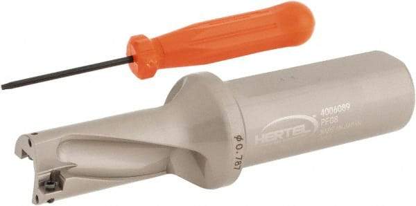 Hertel - 1.574" Max Drill Depth, 2xD, 0.787" Diam, Indexable Insert Drill - 2 Inserts, 1" Shank Diam, Straight Shank - USA Tool & Supply